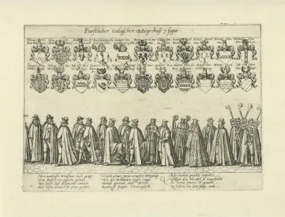 Begrafenisstoet met hellebaarders