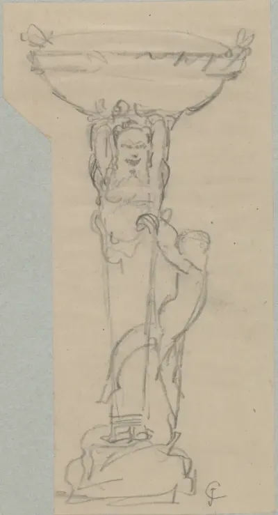 Bekken op hermvoet met dansende figuur