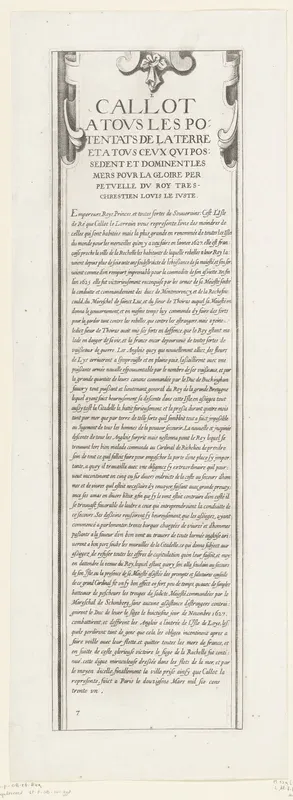 Beleg van Saint Martin op het Île de Ré, juli-november 1627 (tekst, deel linksboven)