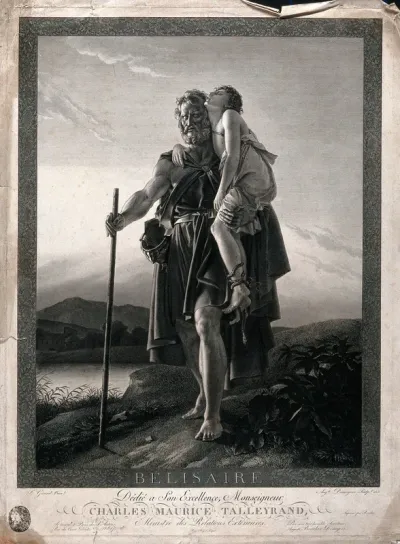 Belisarius. Engraving by A. Desnoyers, 1806, after F. Gerard