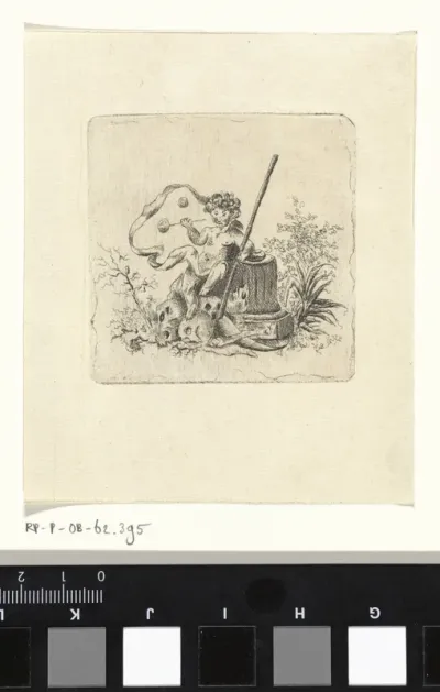 Bellenblazende putto met een zeis