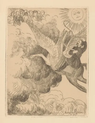 Bellerophon wil naar de Olympus opstijgen