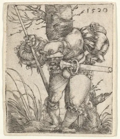 Bending Soldier Leaning against a Tree