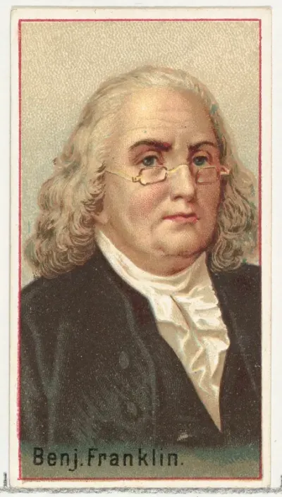 Benjamin Franklin, printer's sample for the World's Inventors souvenir album (A25) for Allen & Ginter Cigarettes