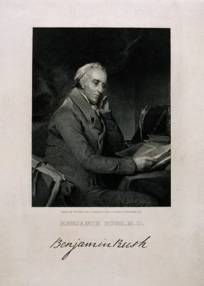 Benjamin Rush. Line engraving by R. W. Dodson after T. Sully