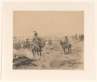 Bereden artilleristen van de Keizerlijke Garde op het slagveld
