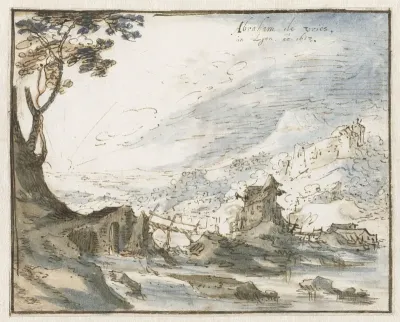 Bergachtig landschap met een houten brug