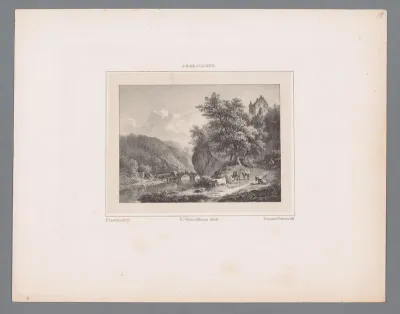 Bergachtig landschap met ezels