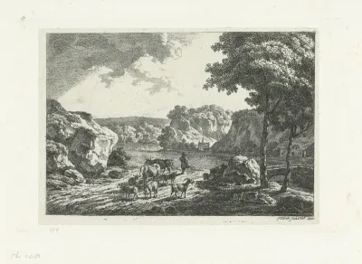 Bergachtig landschap met herder