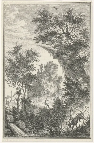 Bergachtig landschap met herten