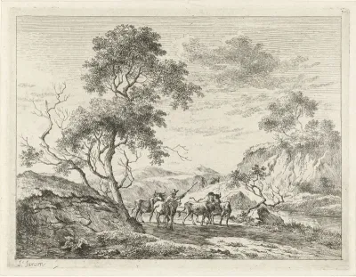 Bergachtig landschap met koeien