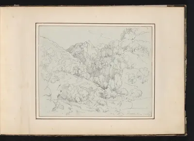 Bergachtig landschap met poort te Roccantica