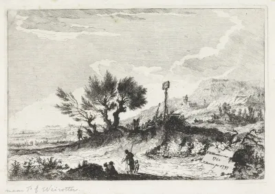 Bergachtig landschap met wandelaars
