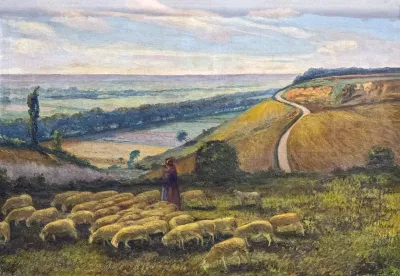 Bergère au milieu de son troupeau - François Gauzi