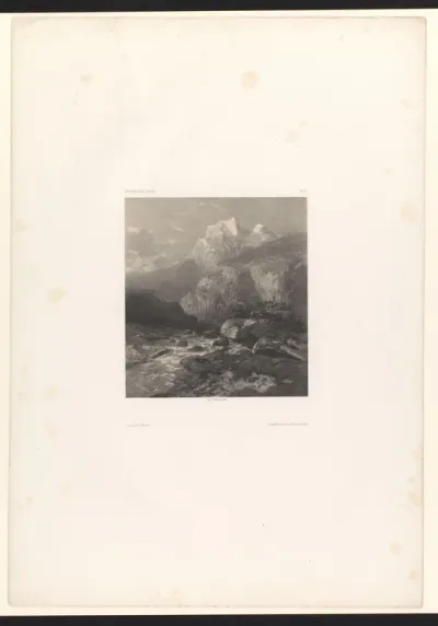 Berglandschap met beek langs de rotsen