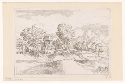 Berglandschap met bouwwerken
