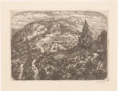 Berglandschap met cipres
