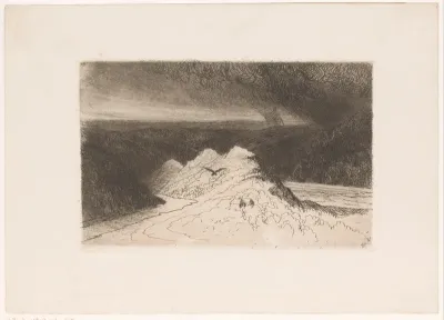 Berglandschap met donkere wolken
