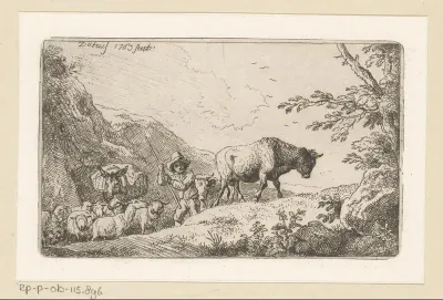 Berglandschap met een herder en zijn kudde