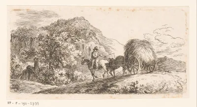 Berglandschap met een hooiwagen