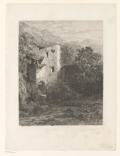 Berglandschap met een huis in een dal
