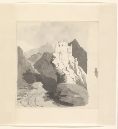 Berglandschap met een kasteel