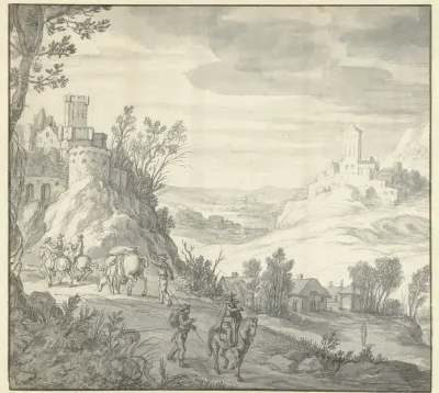 Berglandschap met een kasteel
