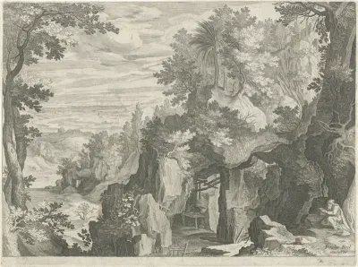 Berglandschap met een kluizenaar