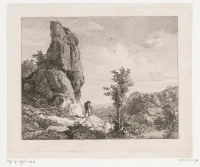 Berglandschap met een reiziger
