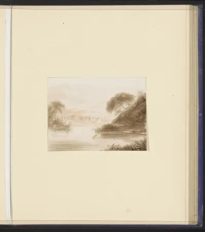 Berglandschap met een rivier en bebouwing