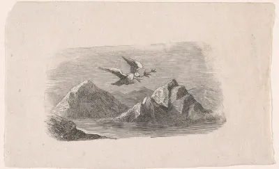 Berglandschap met een vredesduif