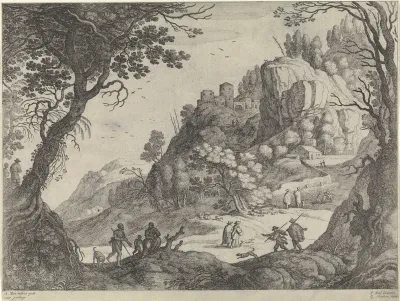 Berglandschap met figuren