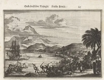 Berglandschap met gewapende mannen