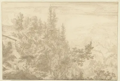 Berglandschap met gezicht op de pas op de Loiblberg