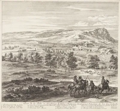 Berglandschap met gezicht op Salins-les-Bains (linkerblad)