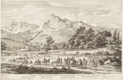 Berglandschap met gezicht op Salins-les-Bains (rechterblad)