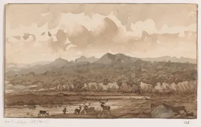 Berglandschap met herten