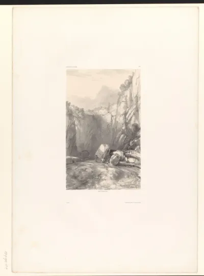 Berglandschap met kolkende beek in schlucht