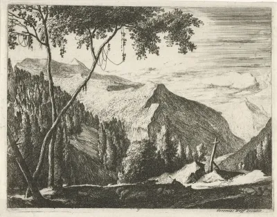 Berglandschap met kruis