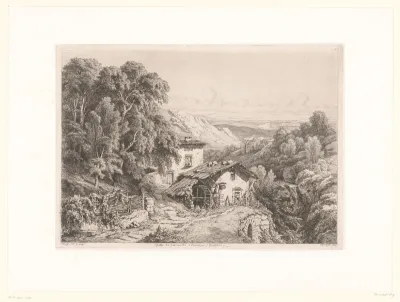 Berglandschap met oude molen
