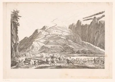 Berglandschap met reizende cavalerie