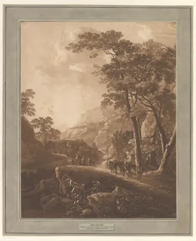 Berglandschap met reizigers