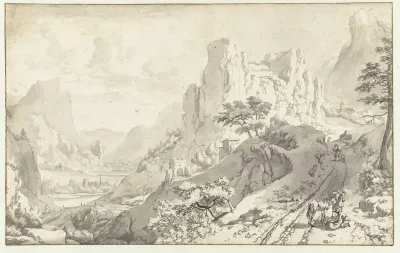 Berglandschap met reizigers