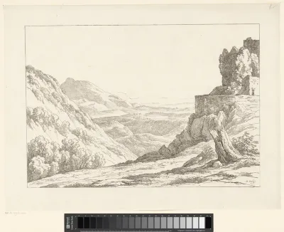Berglandschap met ruïne