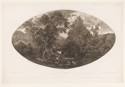 Berglandschap met rustende figuren