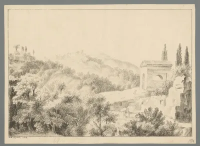 Berglandschap met tempel