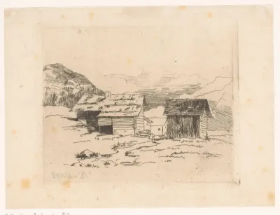 Berglandschap met twee huizen