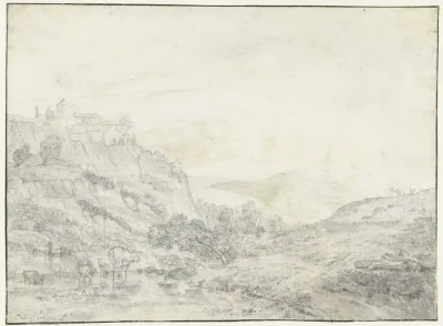 Berglandschap met vee in een poel