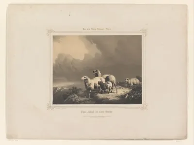Berglandschap met vier schapen