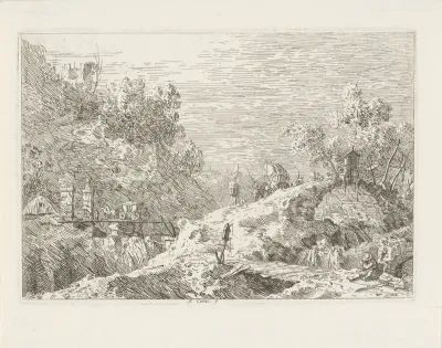 Berglandschap met vijf bruggen